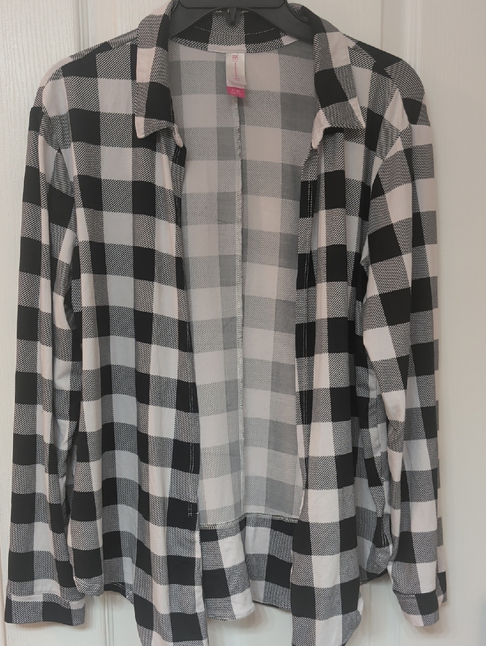 No Boundaries Black and White Plaid Collared Cardigan